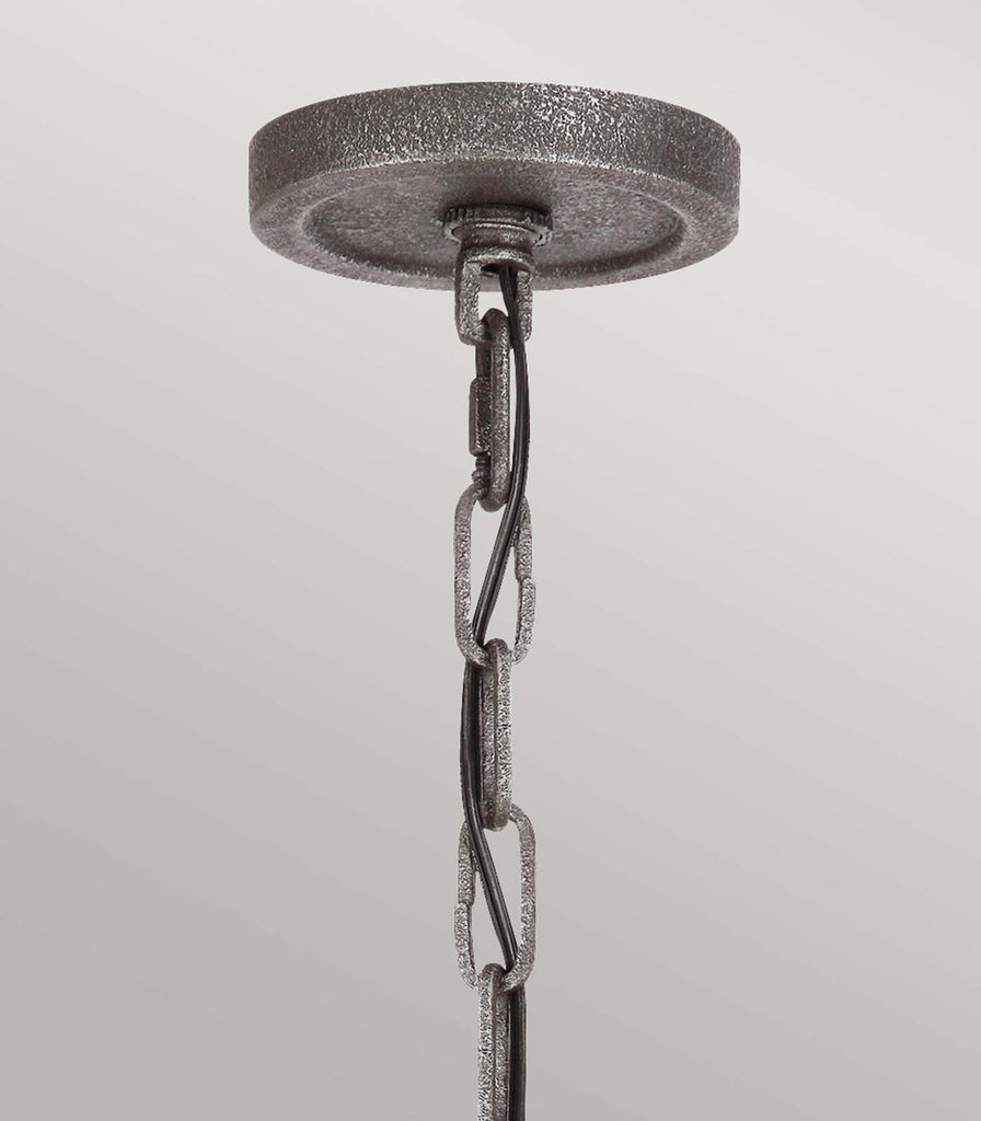 Elstead Angelo 9lt Chandelier in Oak/Slate Grey close up
