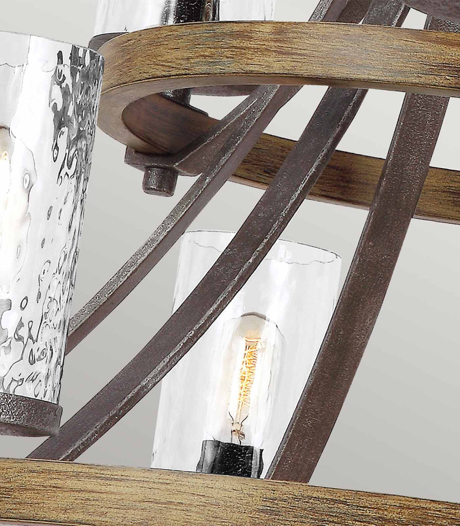 Elstead Angelo 9lt Chandelier in Oak/Slate Grey close up