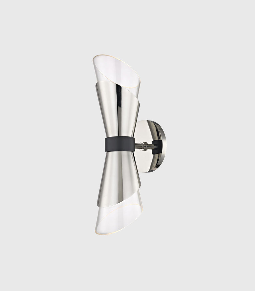 Hudson Valley Angie Double Wall Light in Polished Nickel/Black