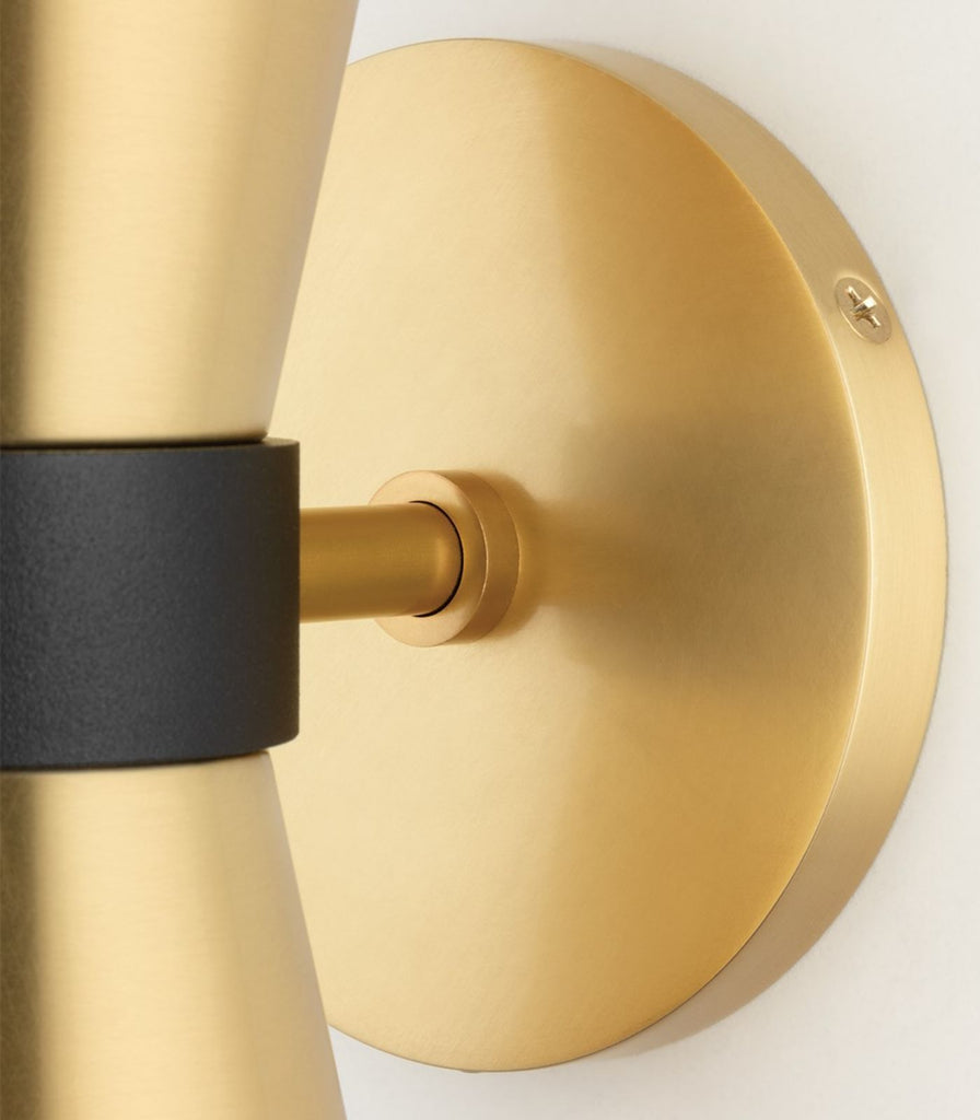 Hudson Valley Angie Double Wall Light in Aged Brass/Black close up