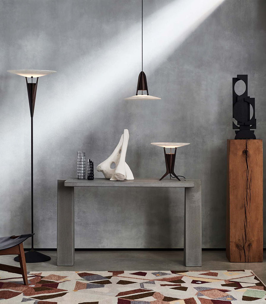 J. Adams & Co. Aragon Table Lamp in Antique Brass/White Alabaster featured in an interior space
