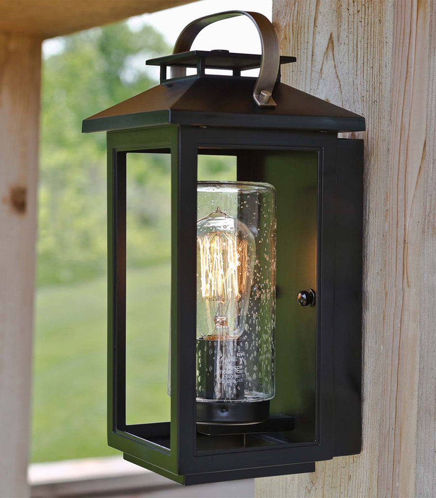 Elstead Atwater Wall Light feartured within outdoor space