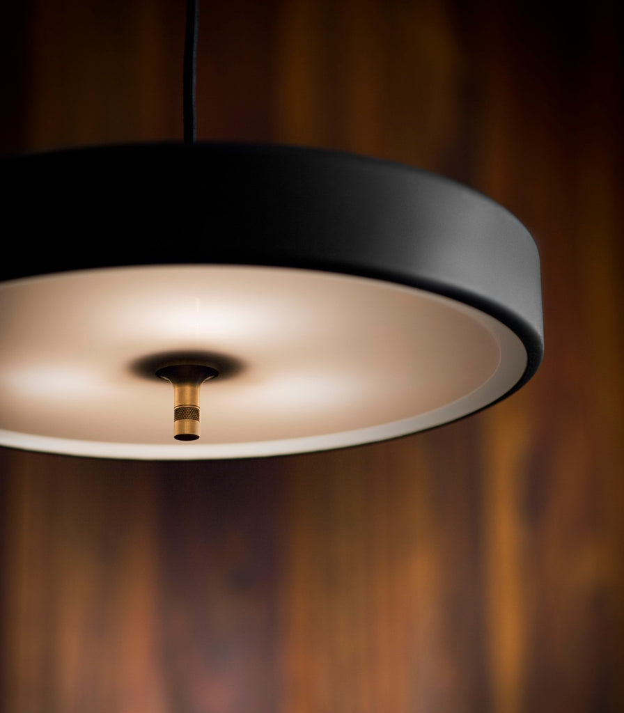 Bert Frank Revolve Pendant Light hanging over table close up