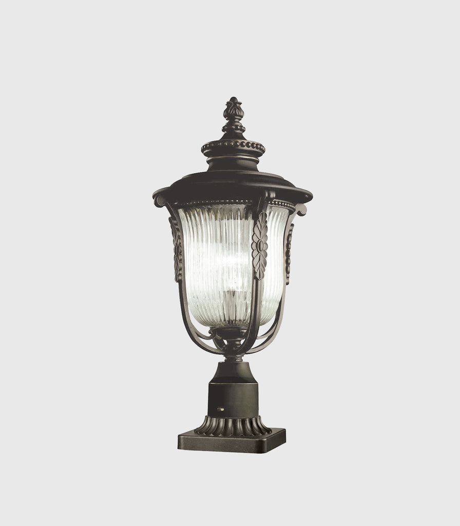 Elstead Luverne Pedestal Light in Oil Rubbed Bronze/Clear Ribbed