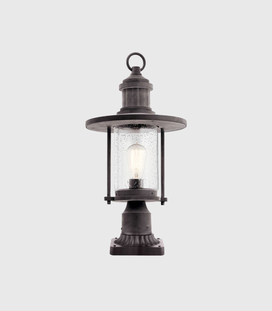 Elstead Riverwood Pedestal Light in Weathered Zinc/Clear Seedy