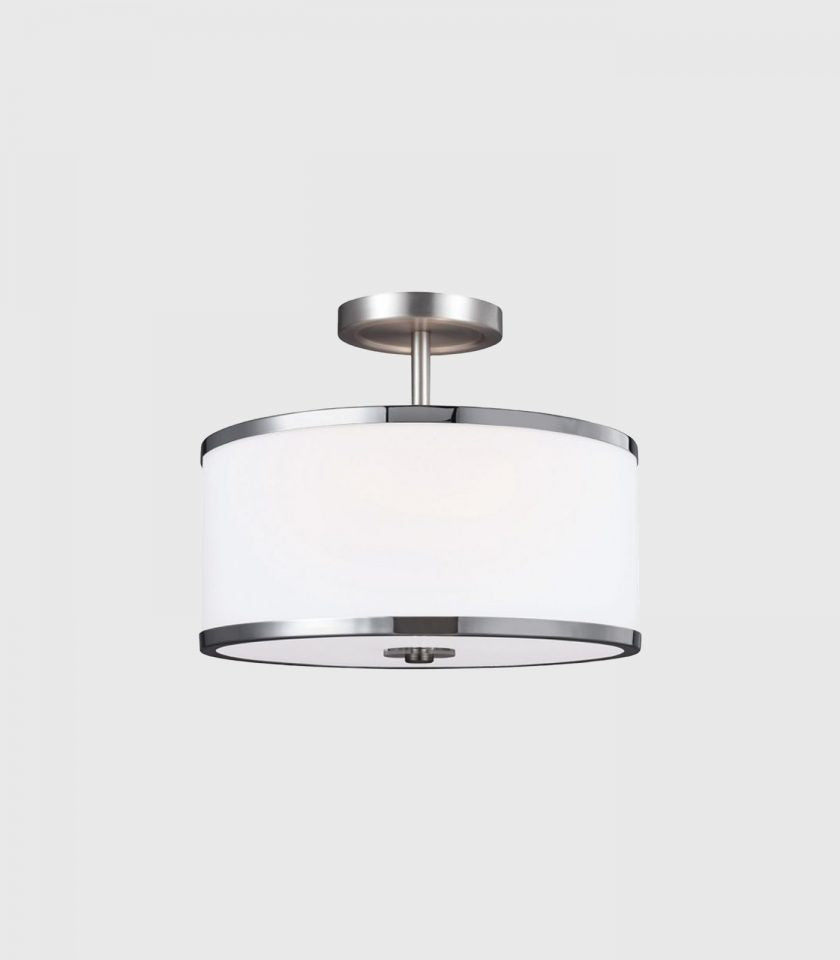 Elstead Prospect Park Ceiling Light in Chrome/Satin Nickel with Opal glass