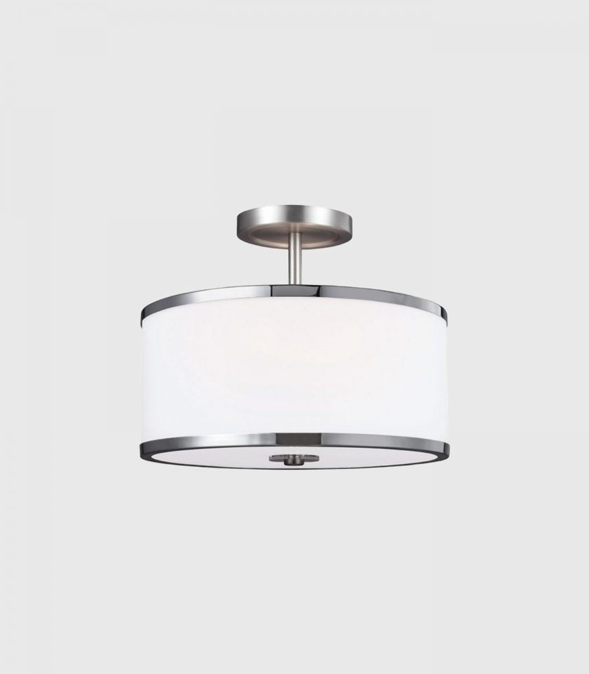Elstead Prospect Park Ceiling Light in Chrome/Satin Nickel with Opal glass