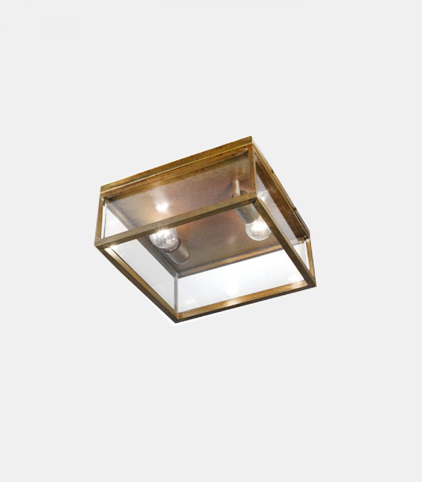 Il Fanale Quadro Ceiling Light in Clear/Pre Aged