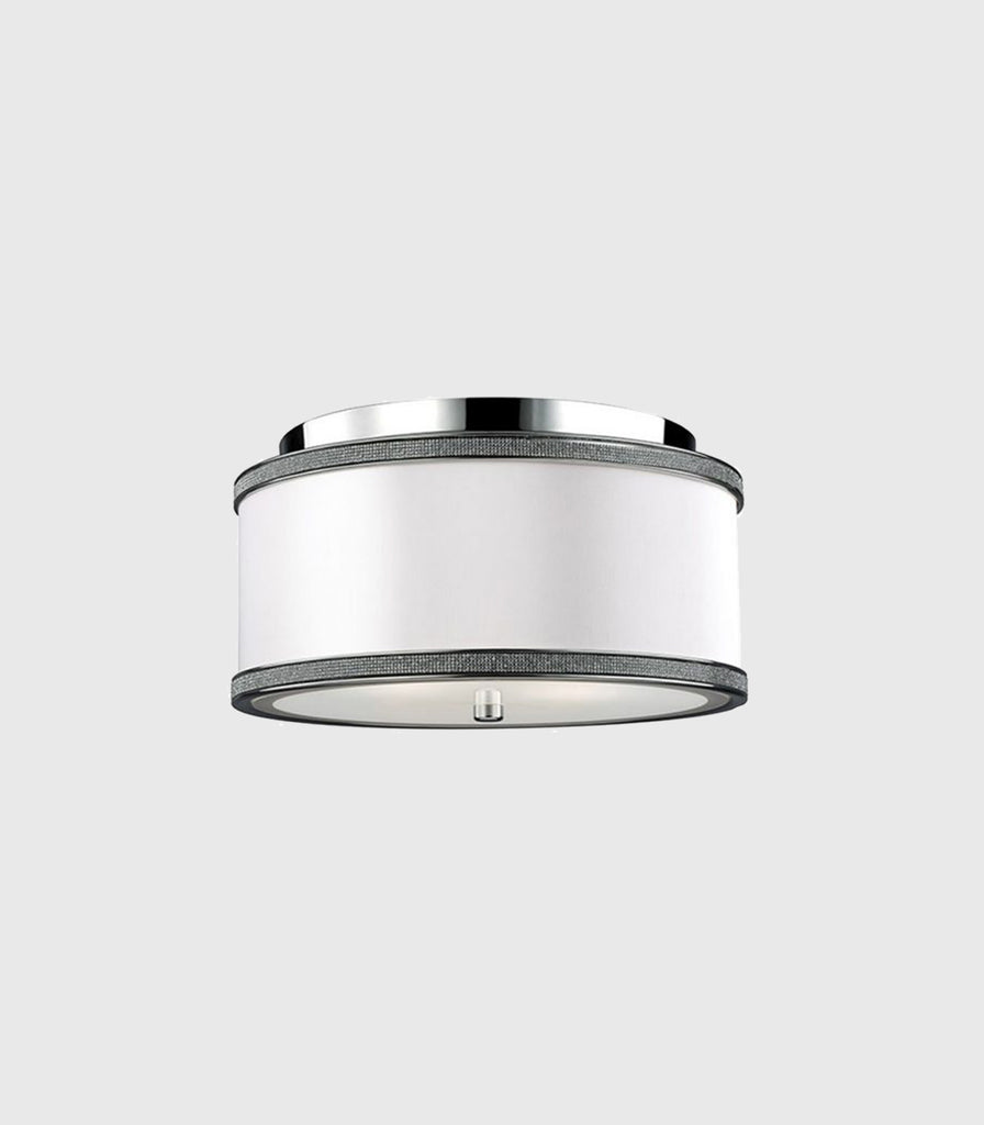 Elstead Pave Ceiling Light in Crystal/Polished Nickel with White Shade