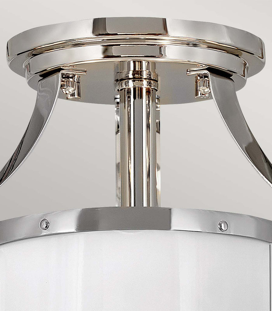 Elstead Chance 2lt Semi-Flush Ceiling in Polished Nickel/Polished White close up