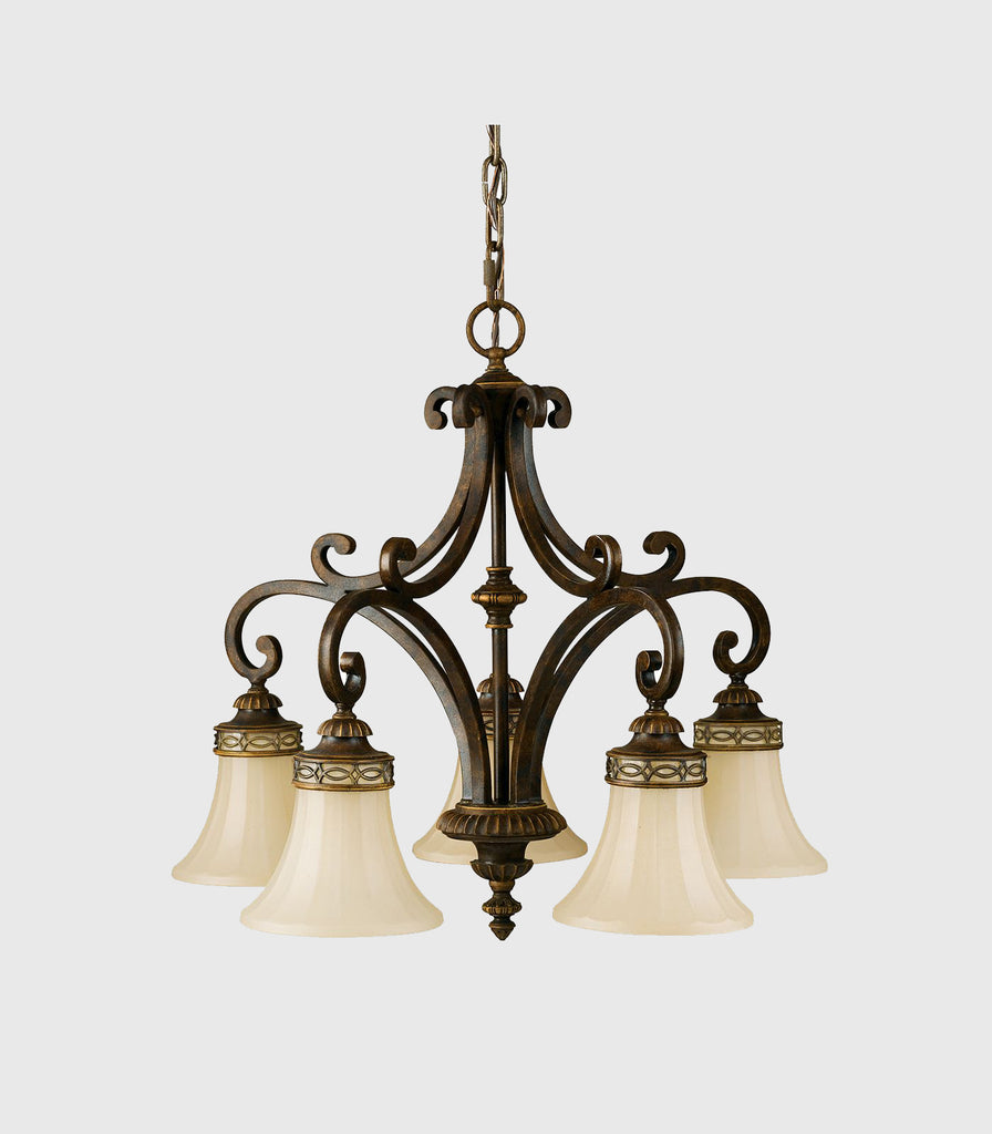 Elstead Drawing Room 5lt Down Chandelier in Walnut