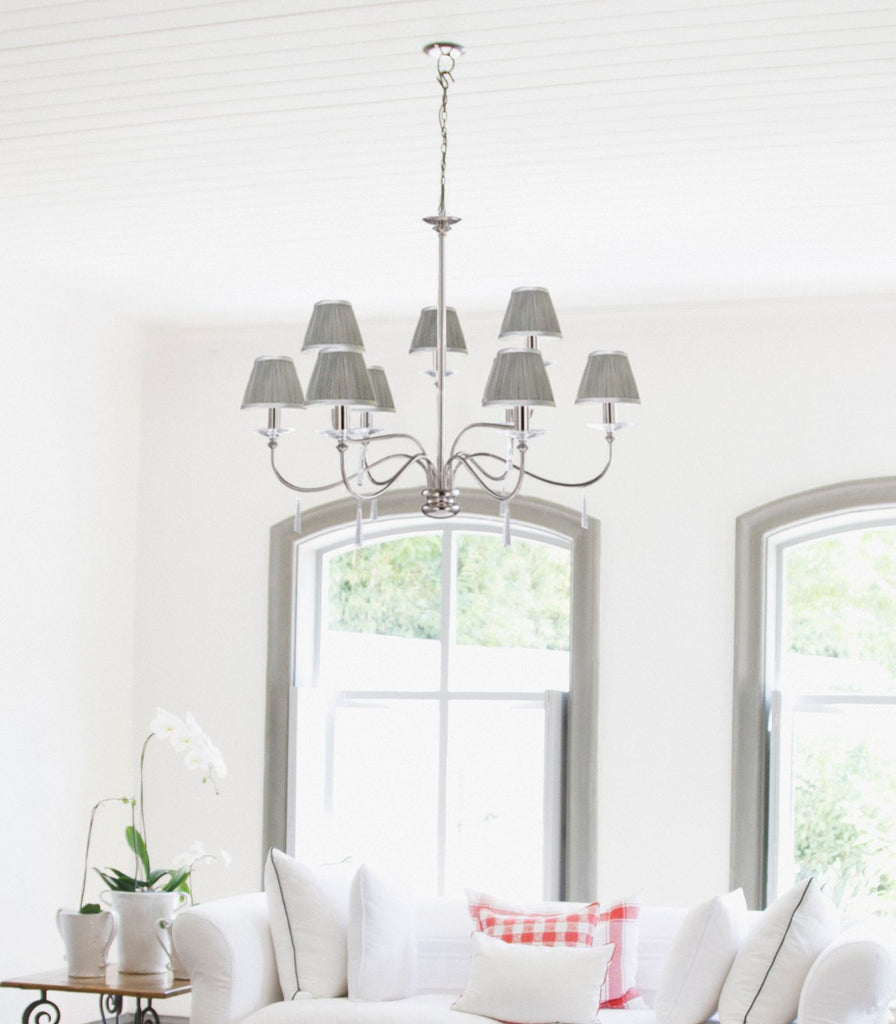 Elstead Finsbury Park Chandelier featured within a interior space