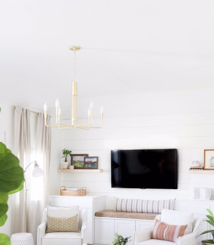 Hudson Valley Brigitte Chandelier hanging in living room