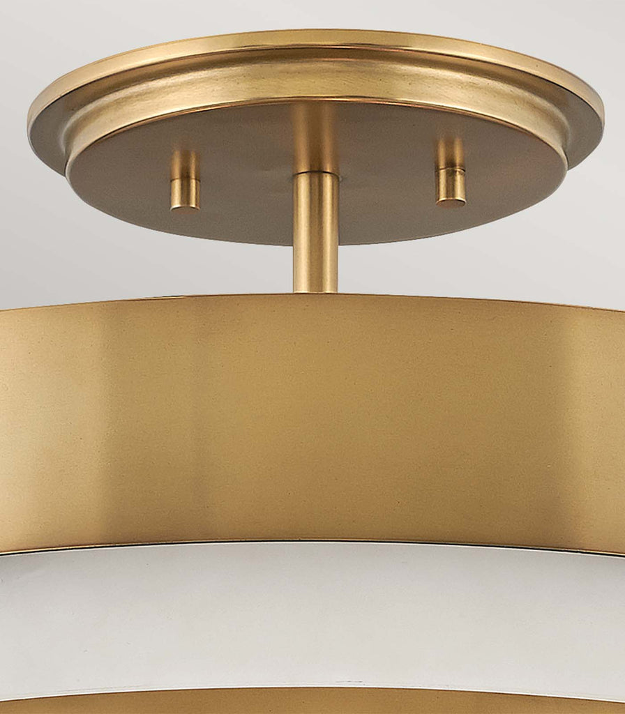 Elstead Echelon Semi-Flush Ceiling Light in Heritge Brass close up