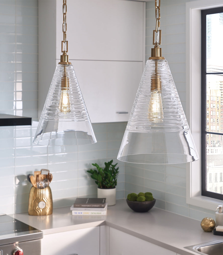 Elstead Elmore Pendant Light featured within kitchen bench