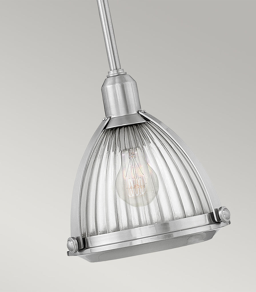 Elstead Elroy Pendant Light in Brushed Nickel close up