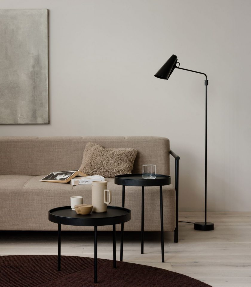 Northern Birdy Swing Floor Lamp featured in living room