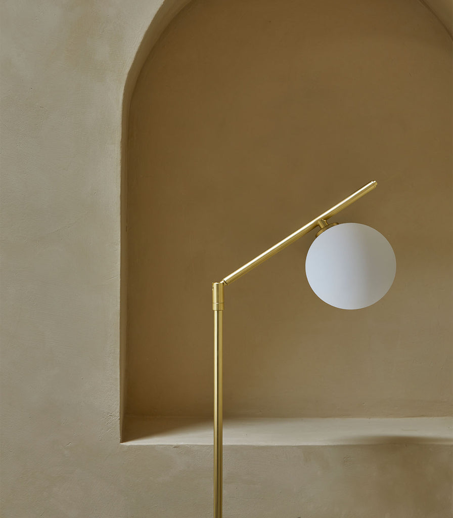 Aromas Endo Floor Lamp in Matte Brass with Opal shade close up