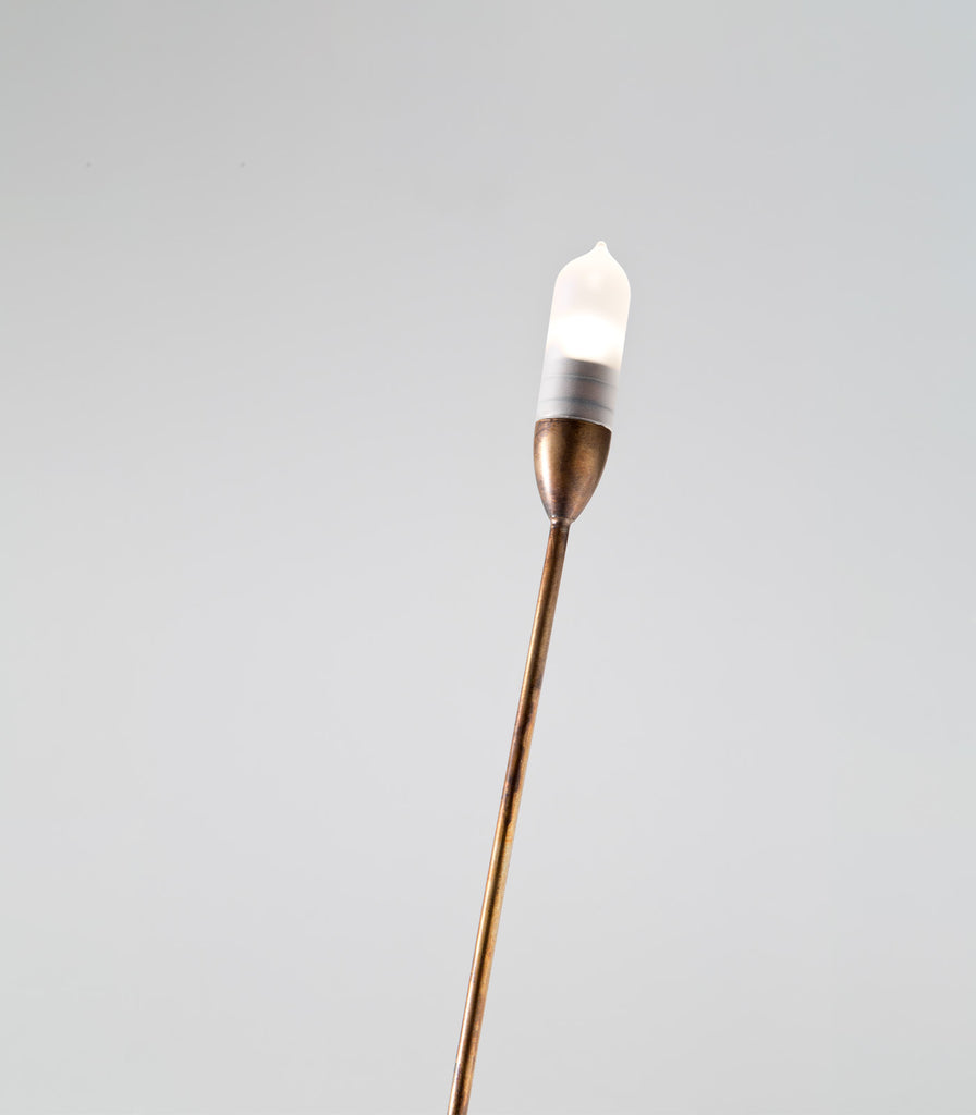 Mini Mini Outdoor Floor Lamp close up in brass finish
