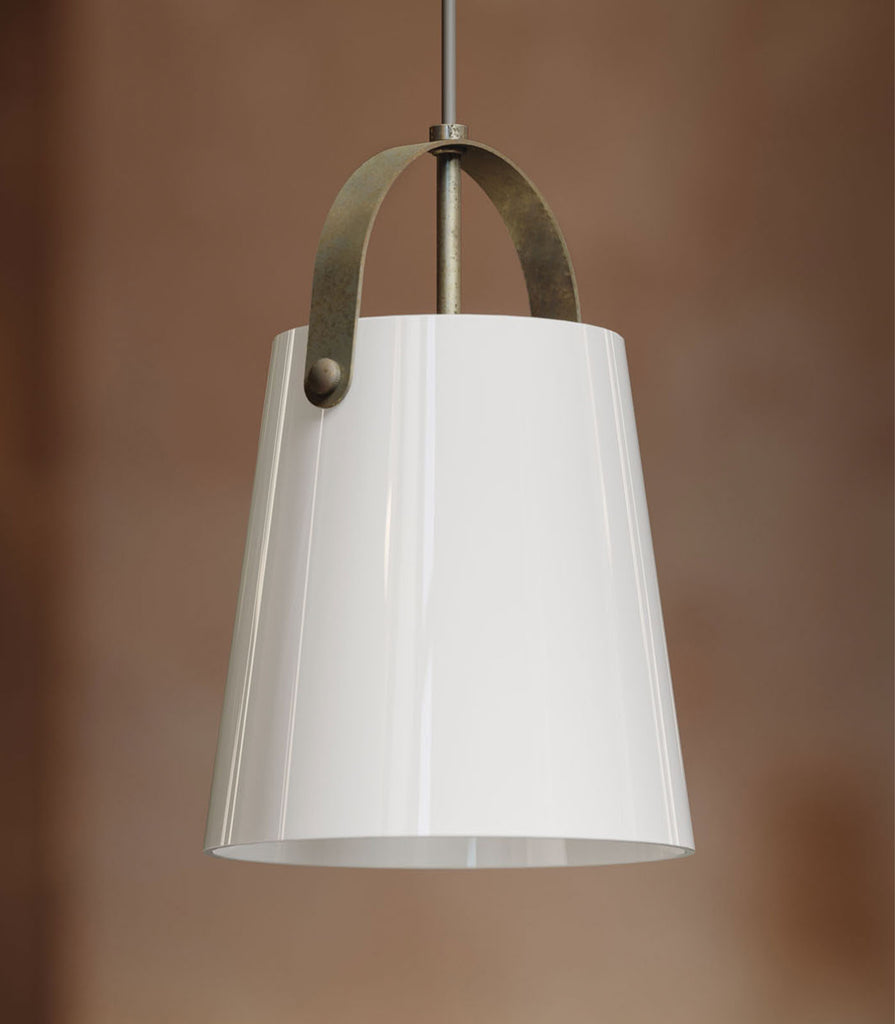 Il Fanale Bell Pendant Light in Pre Aged Brass close up