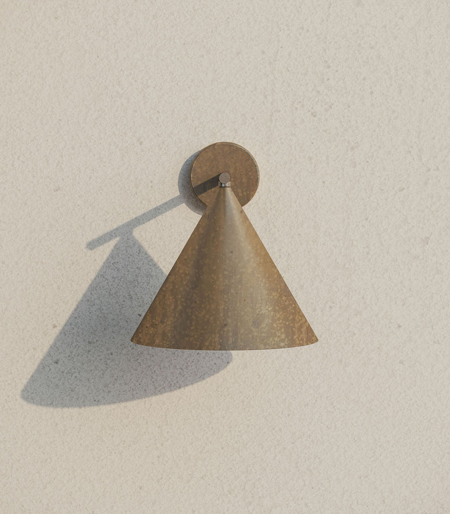 Il Fanale Cone Straight Outdoor Wall Light in Pre Aged Brass