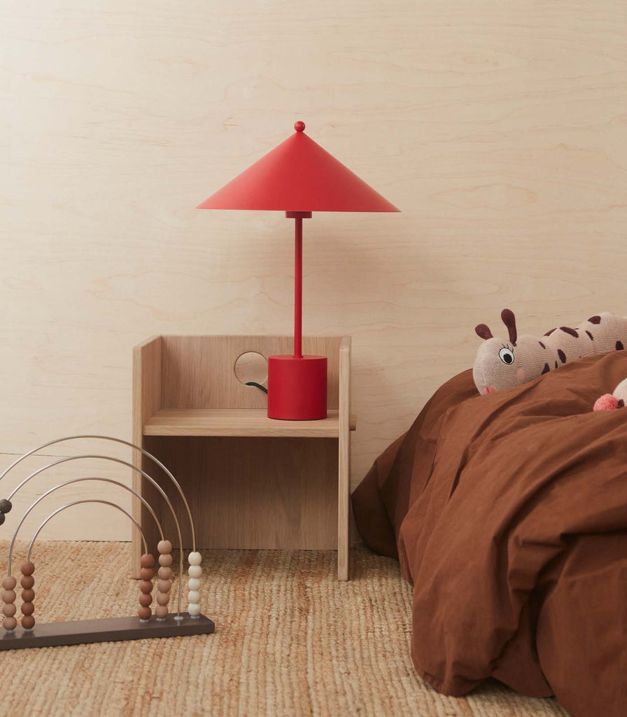 Nordic Fusion Kasa Table Lamp in Cherry Red featured within interior space