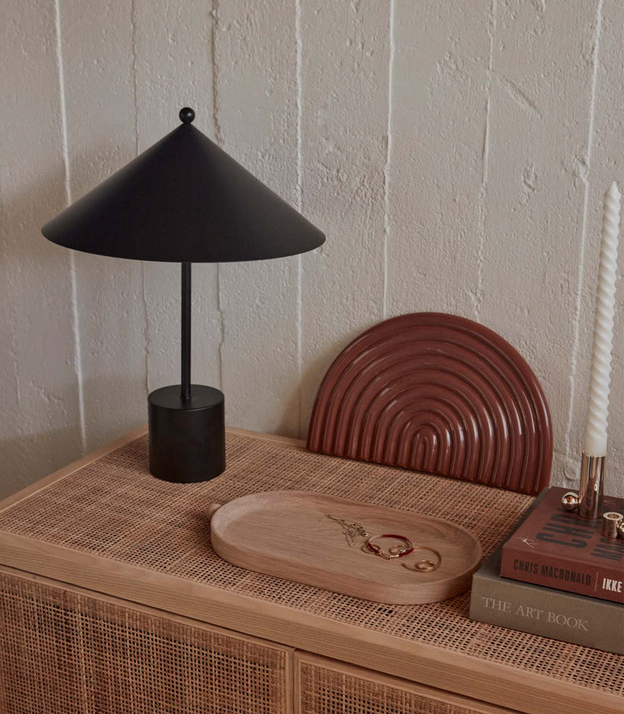 Nordic Fusion Kasa Table Lamp in Black featured within interior space