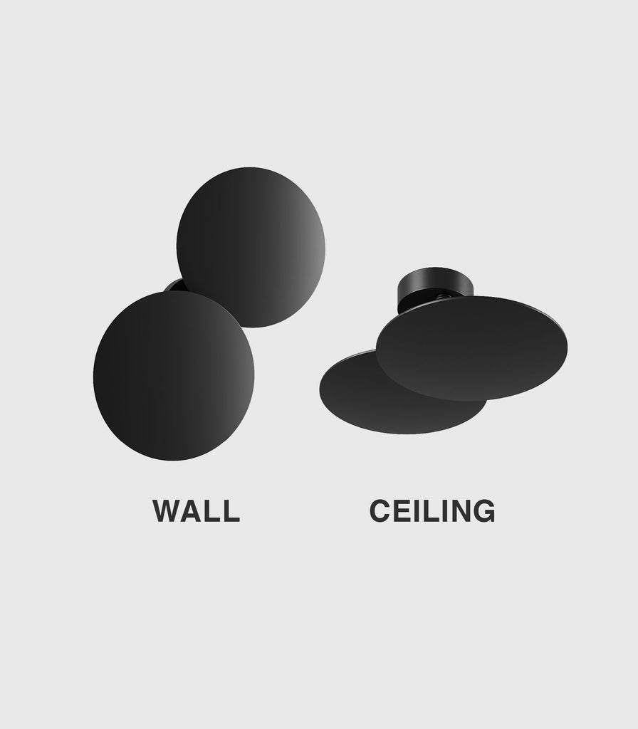 Lodes Puzzle Round Wall/Ceiling Light in Matte Black/Double