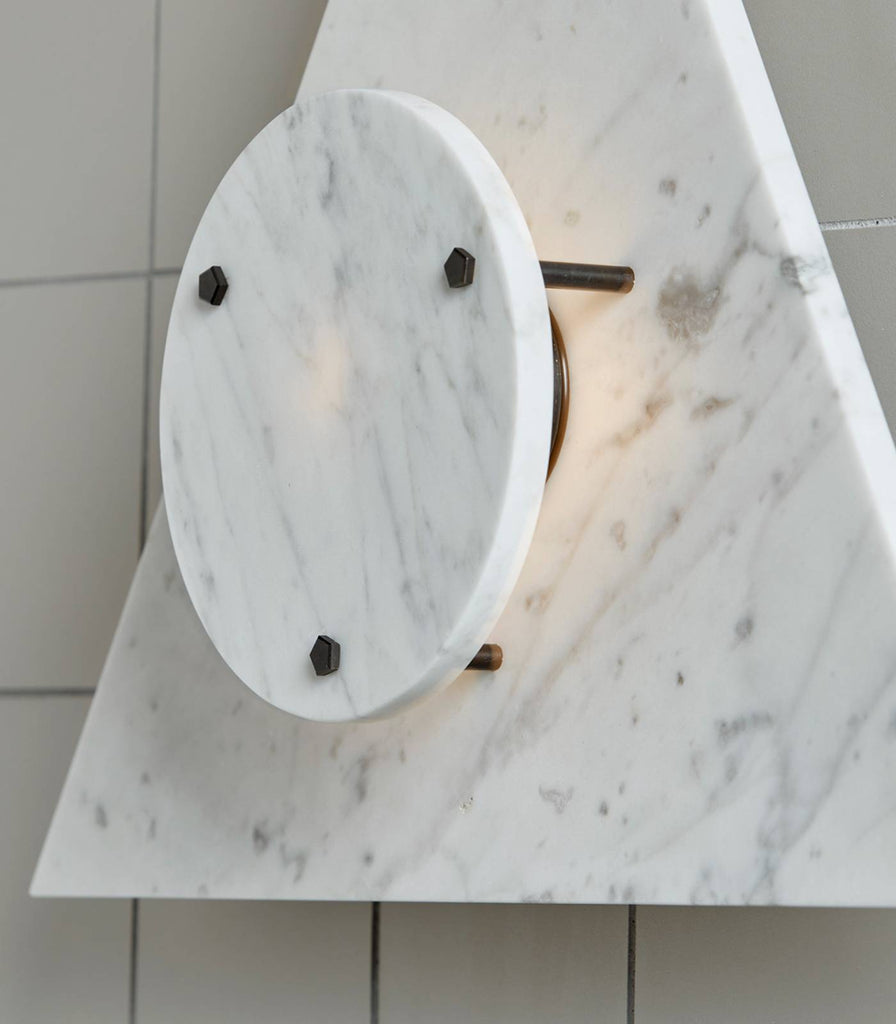 Marz Designs Bermuda Wall Light in White Carrara/Brushed Brass/ Brushed Black closeup