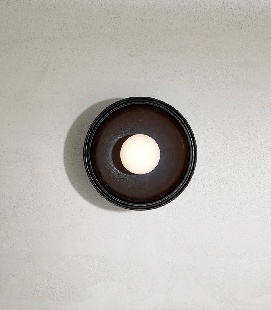 Marz Designs Selene Small Wall Light in Blackened Ash/ Brushed Black/Brushed Brass/White