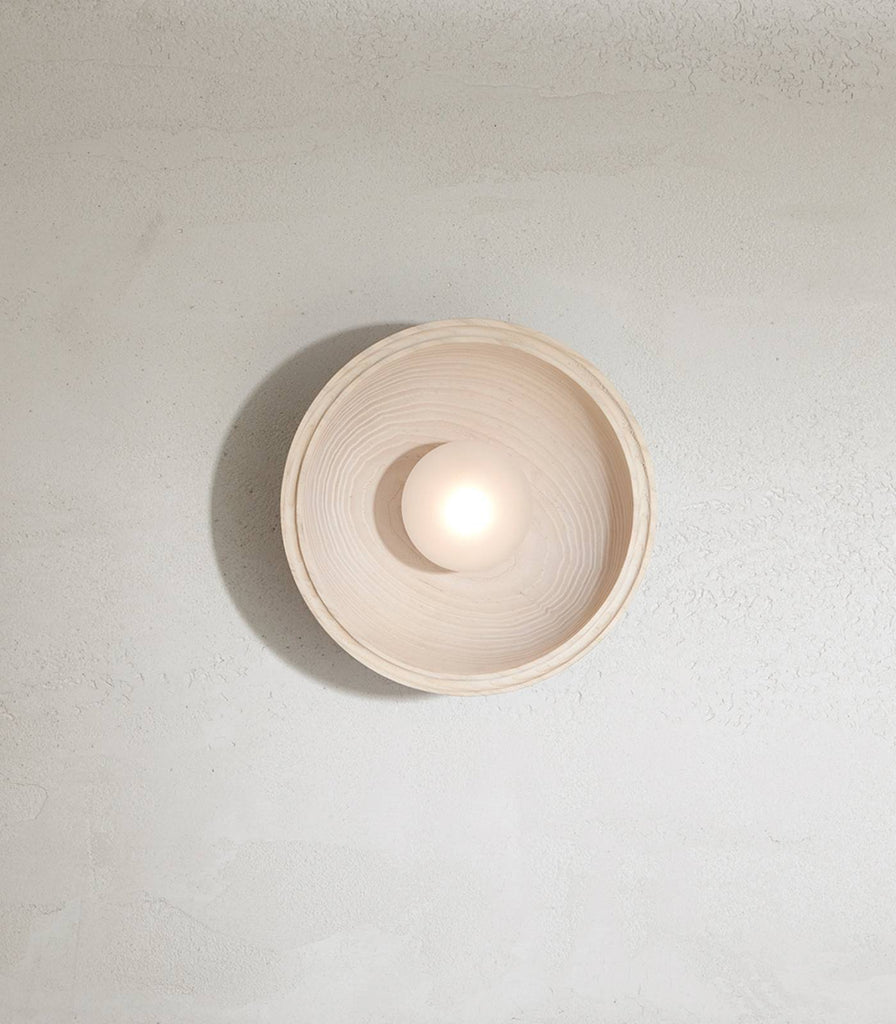 Marz Designs Selene Small Wall Light in Bleached Ash/ Brushed Black/Brushed Brass/White