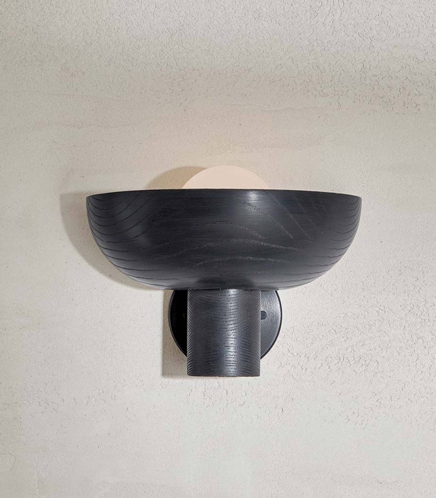 Marz Designs Selene Large Uplight Wall Light in Blackened Ash/Brushed Black