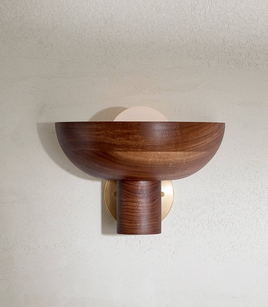 Marz Designs Selene Large Uplight Wall Light in Walnut/Brushed Brass