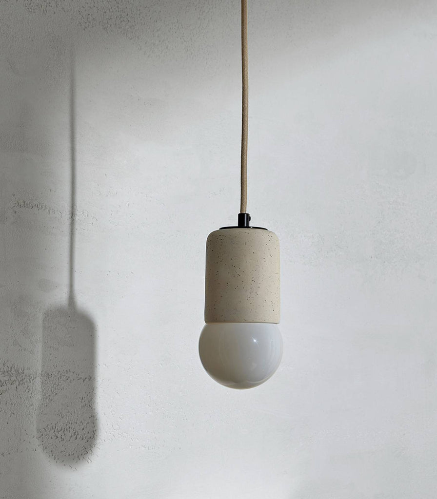 Marz Designs Terra Cylinder Pendant Light in Vanilla Bean/Brushed Black