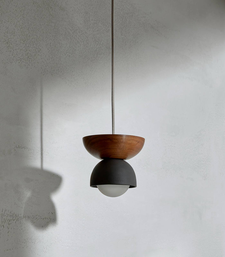 Marz Designs Terra Dome Pendant Light in Slate/Brushed Black/Walnut