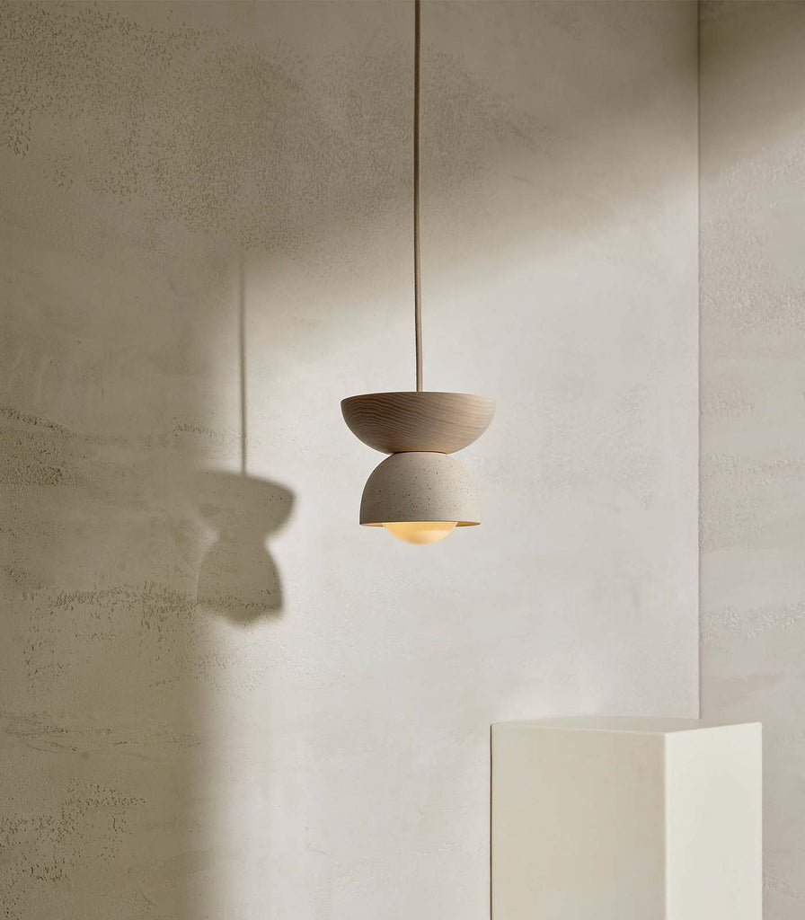 Marz Designs Terra Dome Pendant Light in Vanila Bean/Bleeched Ash/Brushed Brass