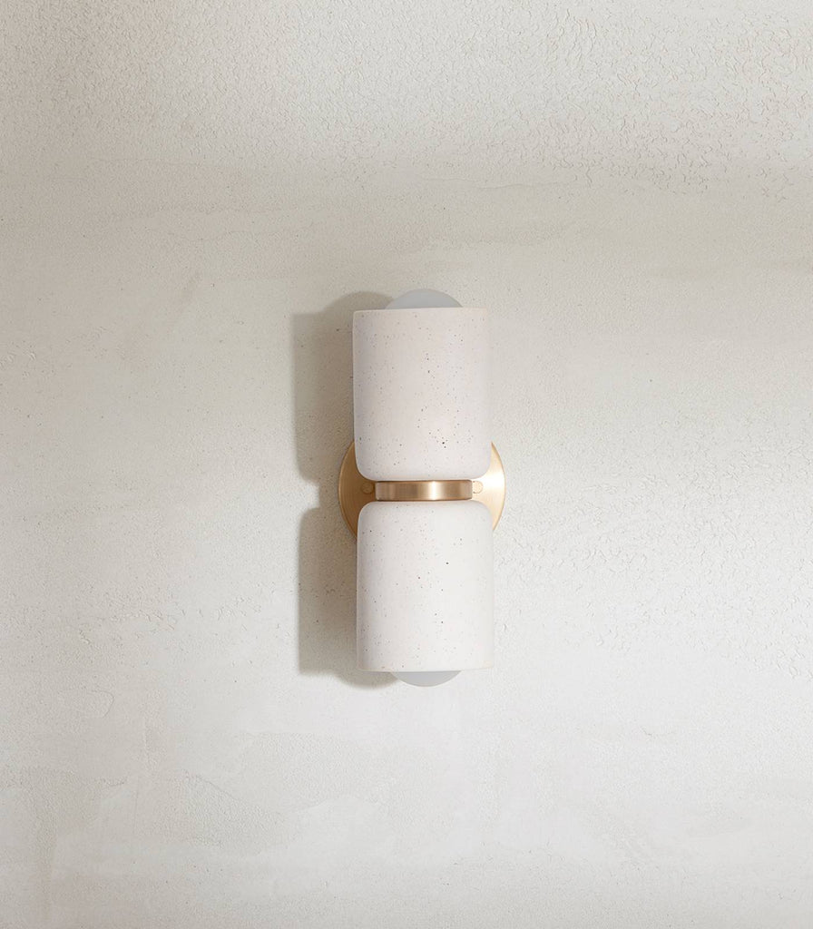 Marz Designs Terra Cylinder 2lt Wall Light in Vanilla Bean/Brushed Brass