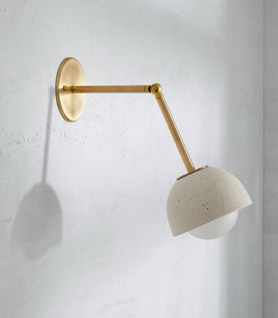 Marz Designs Terra Round Long Arm Wall Light in Vanilla Bean/Brushed Brass