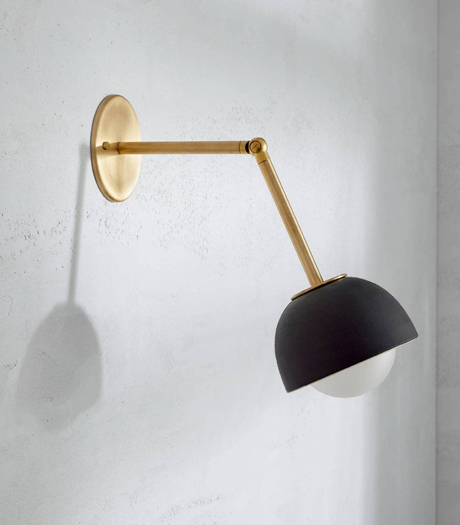 Marz Designs Terra Round Long Arm Wall Light in Slate/Brushed Brass