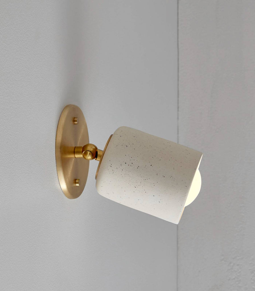 Marz Designs Terra Cylinder Wall Light in Vanilla Bean/Brushed Brass