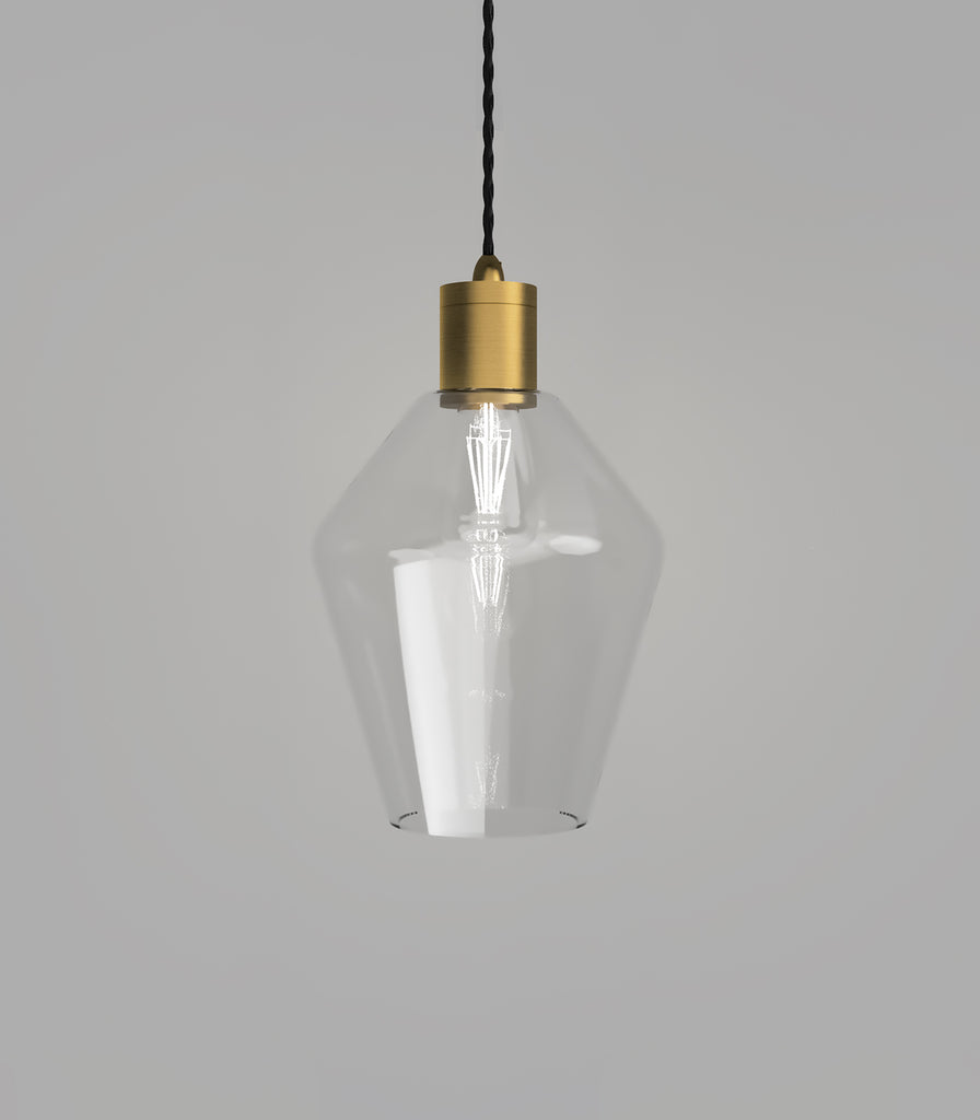 Lighting Republic Parlour Geo Pendant Light in Old Brass /  Clear