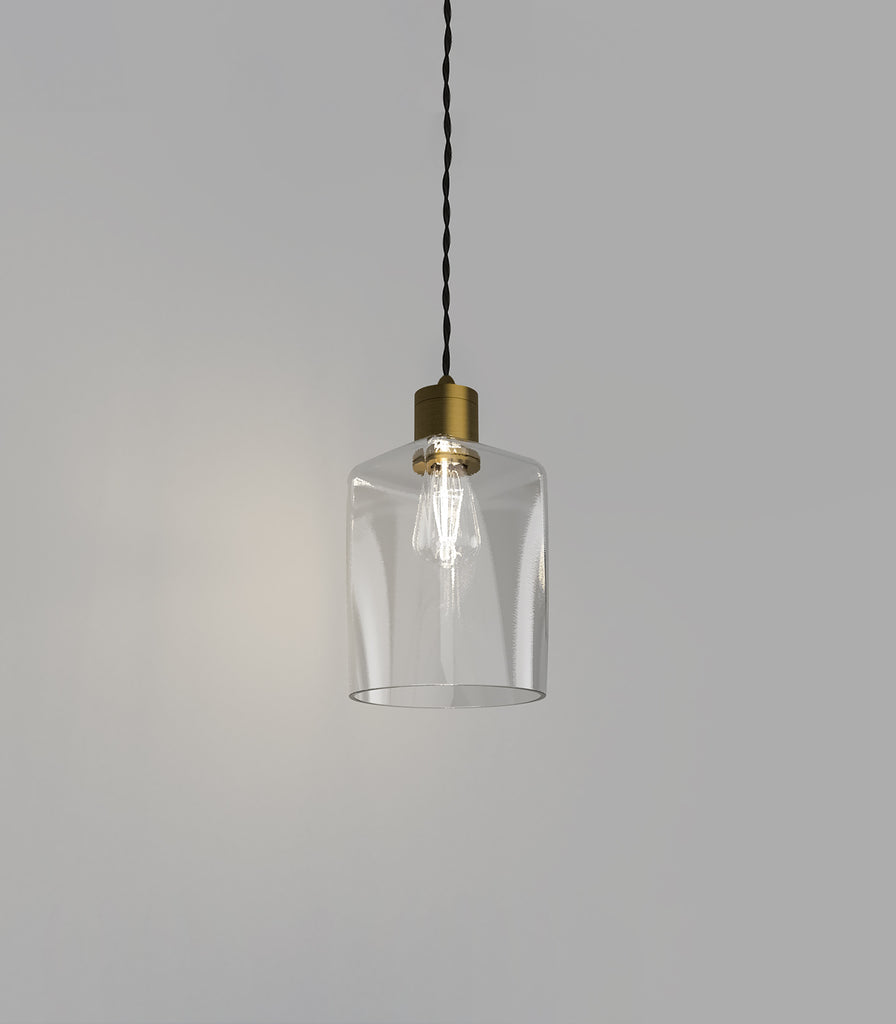 Lighting Republic Parlour Glass Pendant Light in Old Brass / Square Round glass
