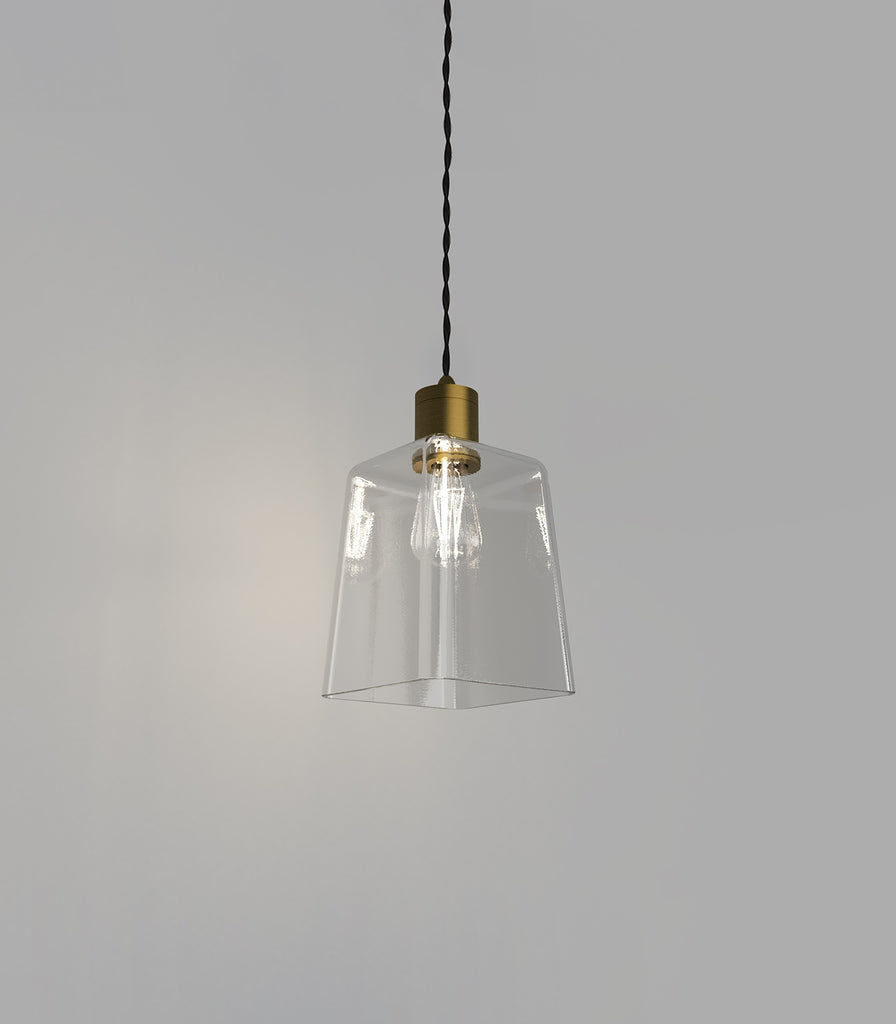 Lighting Republic Parlour Glass Pendant Light in Old Brass / Square Square glass