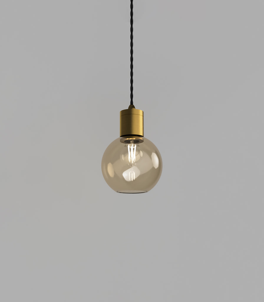  Lighting Republic Parlour Sphere Pendant Light in Old Brass / Amber glass