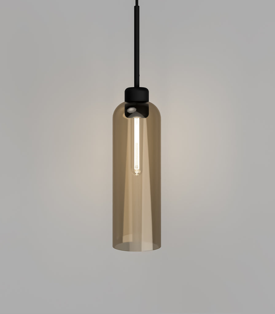 Lighting Republic Parlour Lite Elong Pendant Light in Black / Amber glass