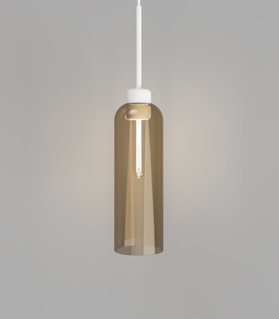 Lighting Republic Parlour Lite Elong Pendant Light in White / Amber glass