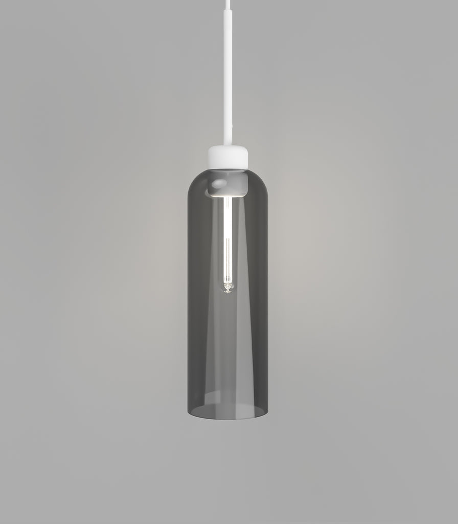 Lighting Republic Parlour Lite Elong Pendant Light in White / Smoke glass