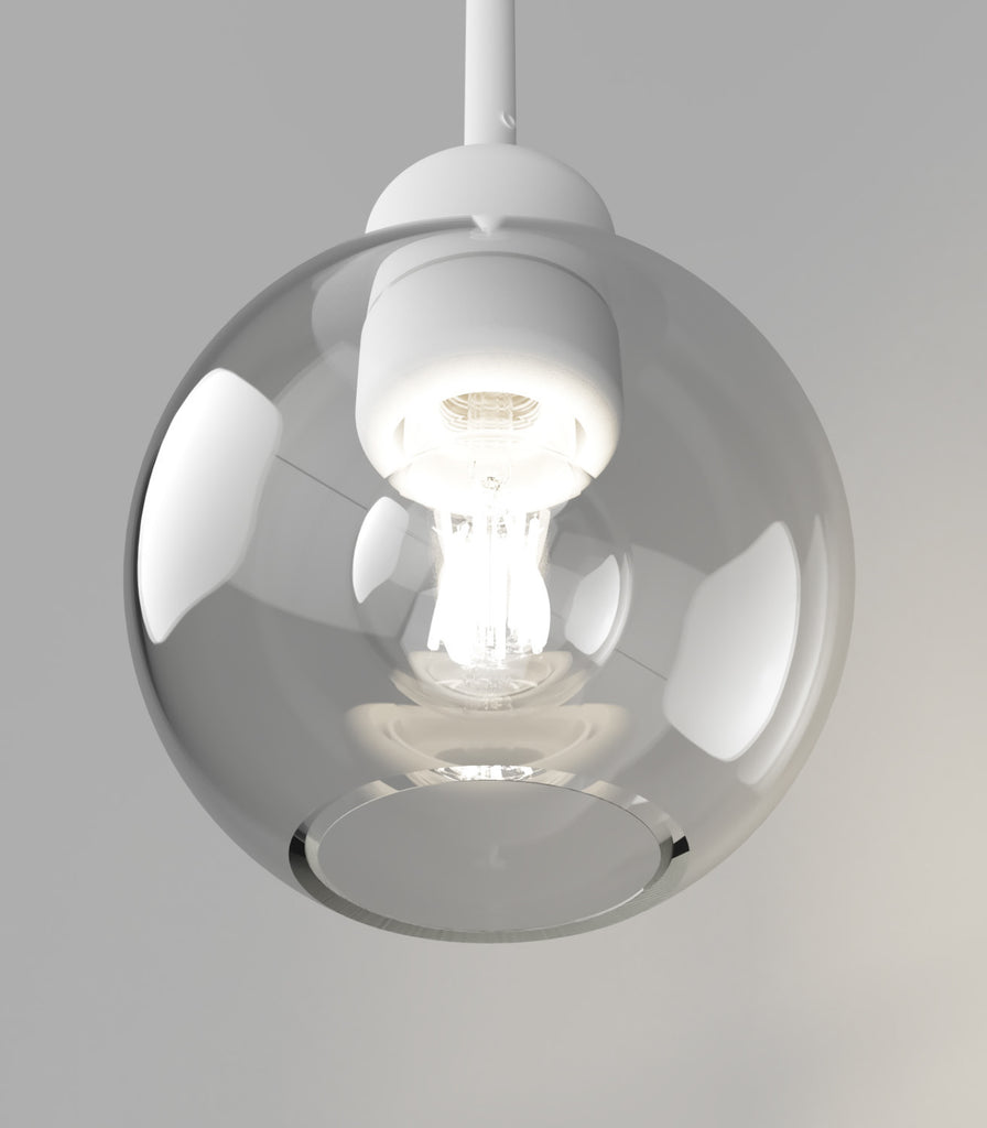 Lighting Republic Parlour Lite Sphere Pendant Light in white / clear glass close up