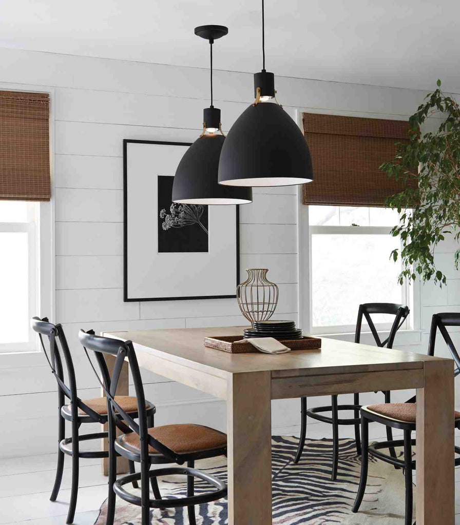 Elstead Brynne Pendant Light hanging over dining table