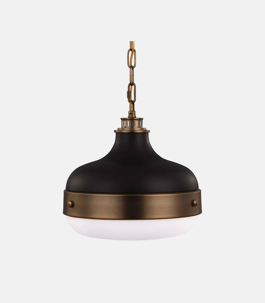 Elstead Cadence Pendant Light in Antique Brass/Matte Black/Large